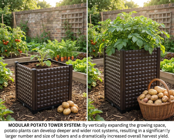 Planter box for Potatoes, modular-plant-box-setup